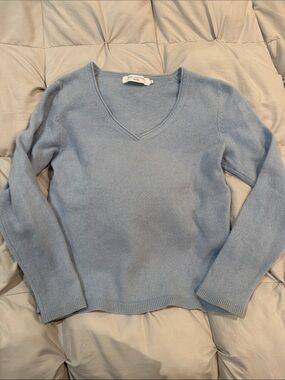 John Lewis Pure Cashmere V-Neck Sweater in Light Blue